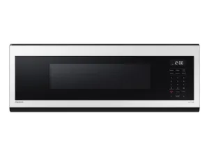Samsung ME11CB751012 1.1 Cu. Ft. Bespoke Smart Slim Over-The-Range Microwave With 400 Cfm Hood Ventilation, Wi-Fi & Voice Control In White Glass Microwave Ovens smart sensor microwave oven