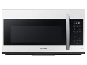Samsung ME19CB704112 Bespoke Smart 1.9 Cu. Ft. Over-The-Range Microwave With Sensor Cook In White Glass Microwave Ovens smart sensor microwave oven