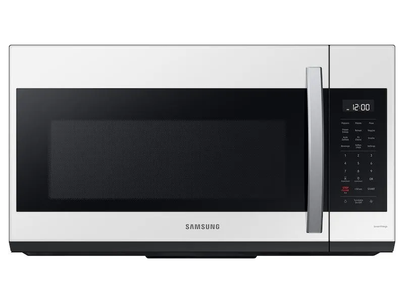 Samsung ME19CB704112 Bespoke Smart 1.9 Cu. Ft. Over-The-Range Microwave With Sensor Cook In White Glass Microwave Ovens smart sensor microwave oven