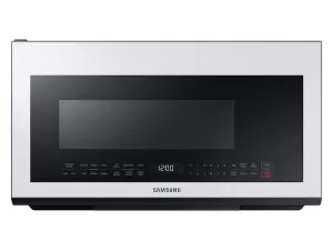 Samsung ME21B706B12 2.1 Cu. Ft. Bespoke Over-The-Range Microwave With Sensor Cooking In White Glass Microwave Ovens large capacity kitchen microwave