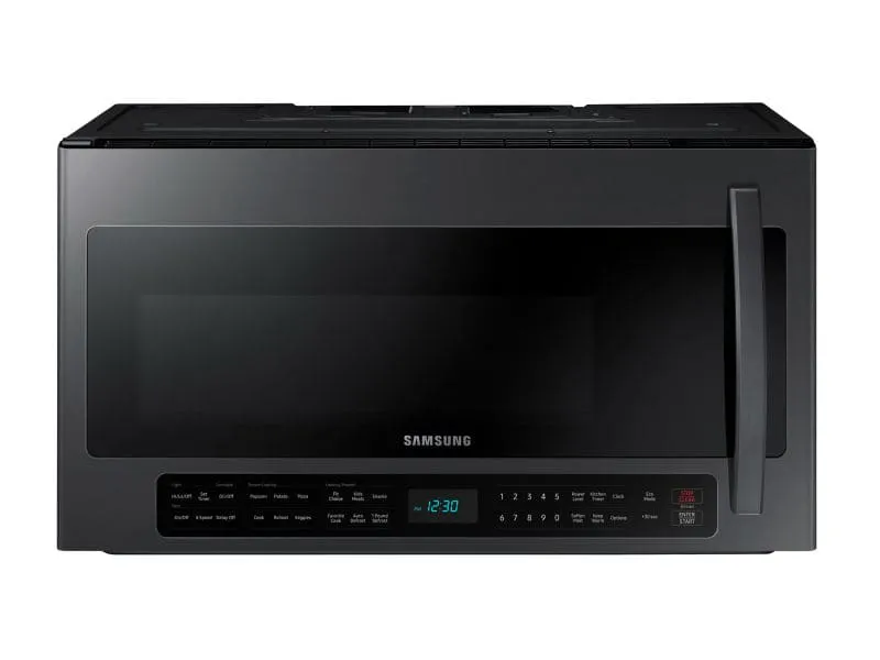 Samsung ME21R7051SG 2.1 Cu. Ft. Over-The-Range Microwave With Sensor Cooking In Fingerprint Resistant Black Stainless Steel Microwave Ovens smart sensor microwave oven