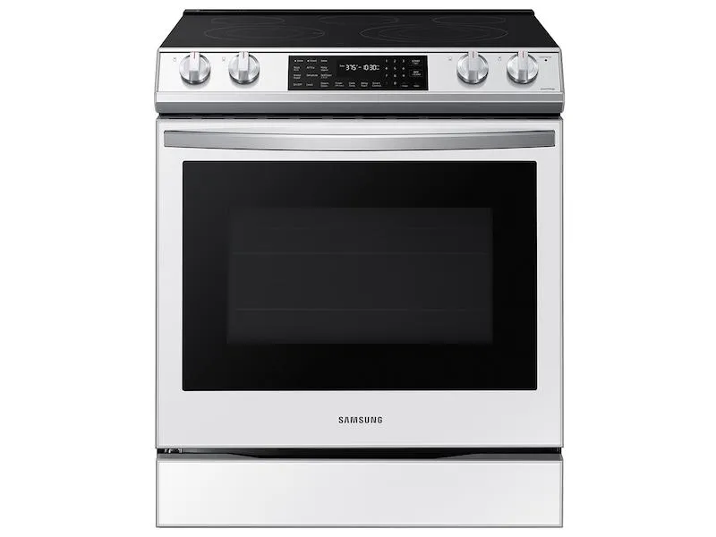 Samsung NE63BB851112 Bespoke 6.3 Cu. Ft. Smart Front Control Slide-In Electric Range With Air Fry & Wi-Fi In White Glass Slide In Ranges front control slide-in stove