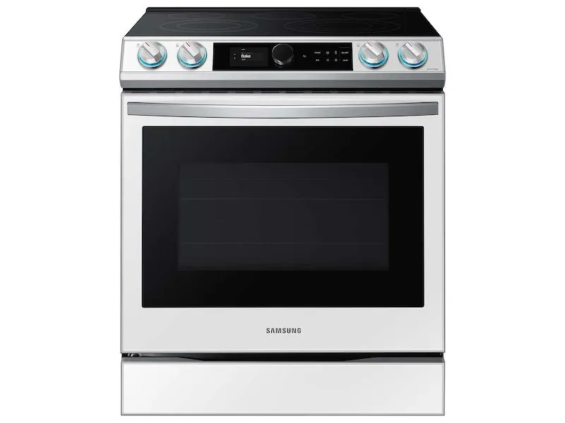 Samsung NE63BB871112 Bespoke Smart Slide-In Electric Range 6.3 Cu. Ft. With Smart Dial & Air Fry In White Glass Slide In Ranges front control slide-in stove