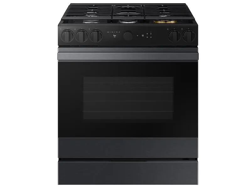 Samsung NSG6DG8500MT Bespoke 6.0 Cu. Ft. Smart Slide-In Gas Range With Air Sous Vide & Air Fry In Matte Black Steel Slide In Ranges front control slide-in stove
