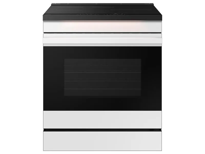 Samsung NSI6DB950012 Bespoke 6.3 Cu. Ft. Smart Slide-In Induction Range With Ambient Edge Lighting&#8482; & Air Sous Vide In White Glass Slide In Ranges front control slide-in stove
