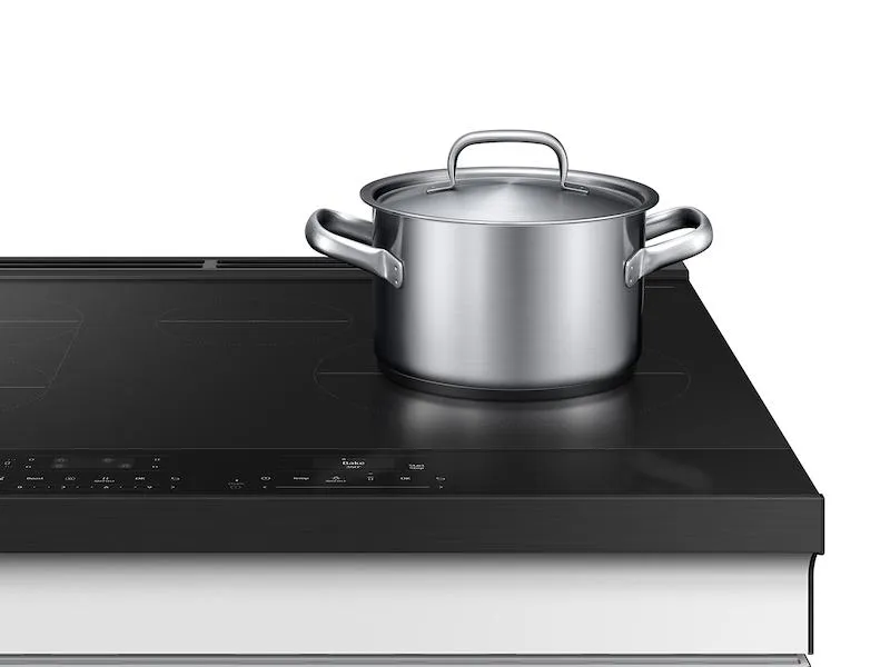Samsung NSI6DB950012 Bespoke 6.3 Cu. Ft. Smart Slide-In Induction Range With Ambient Edge Lighting&#8482; & Air Sous Vide In White Glass
