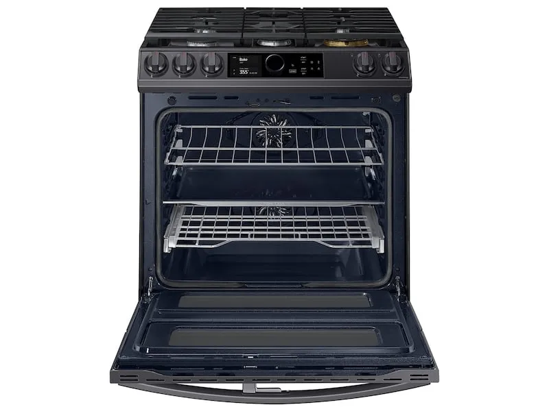 Samsung NY63T8751SG 6.3 Cu. Ft. Flex Duo&#8482; Front Control Slide-In Dual Fuel Range With Smart Dial, Air Fry & Wi-Fi In Black Stainless Steel