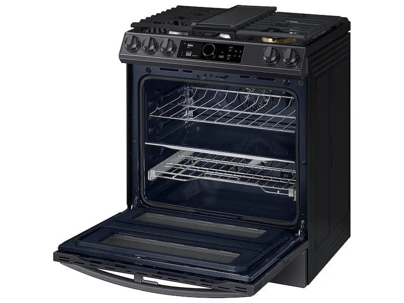 Samsung NY63T8751SG 6.3 Cu. Ft. Flex Duo&#8482; Front Control Slide-In Dual Fuel Range With Smart Dial, Air Fry & Wi-Fi In Black Stainless Steel