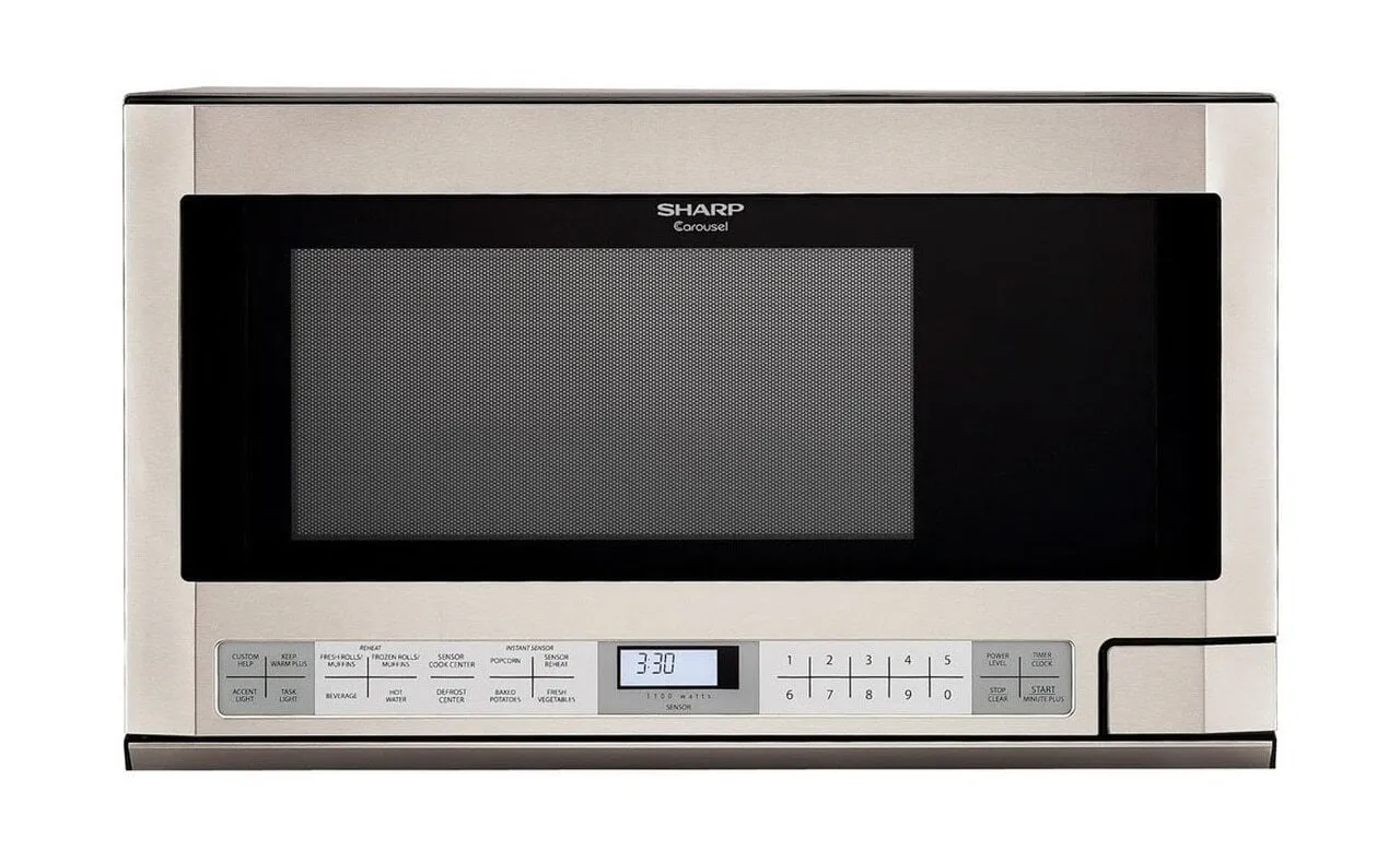 Sharp R1214TY 1.5 Cu. Ft. 1100W Stainless Steel Sharp Over-The-Counter Carousel Microwave Oven Over The Range Microwaves convection over-the-range microwave