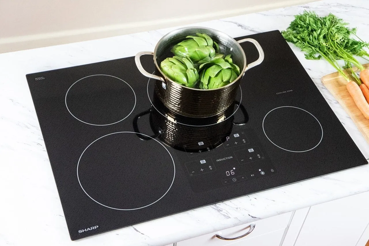 Sharp SDH3042DB 30 In. Width Induction Cooktop, European Black Mirror Finish Made With Premium Schott Glass