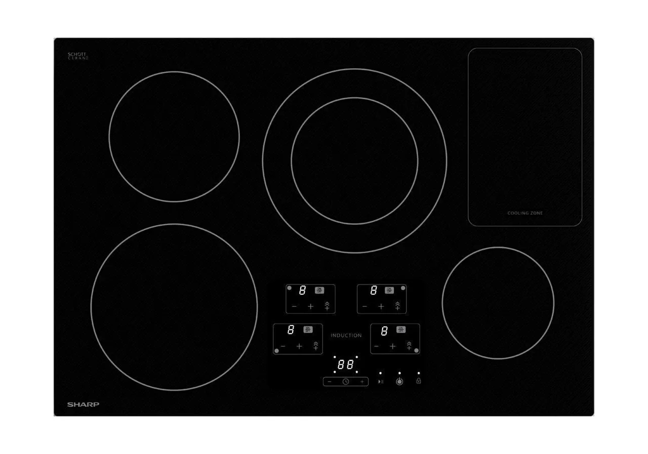 Sharp SDH3042DB 30 In. Width Induction Cooktop, European Black Mirror Finish Made With Premium Schott Glass Electric electric stove with convection oven