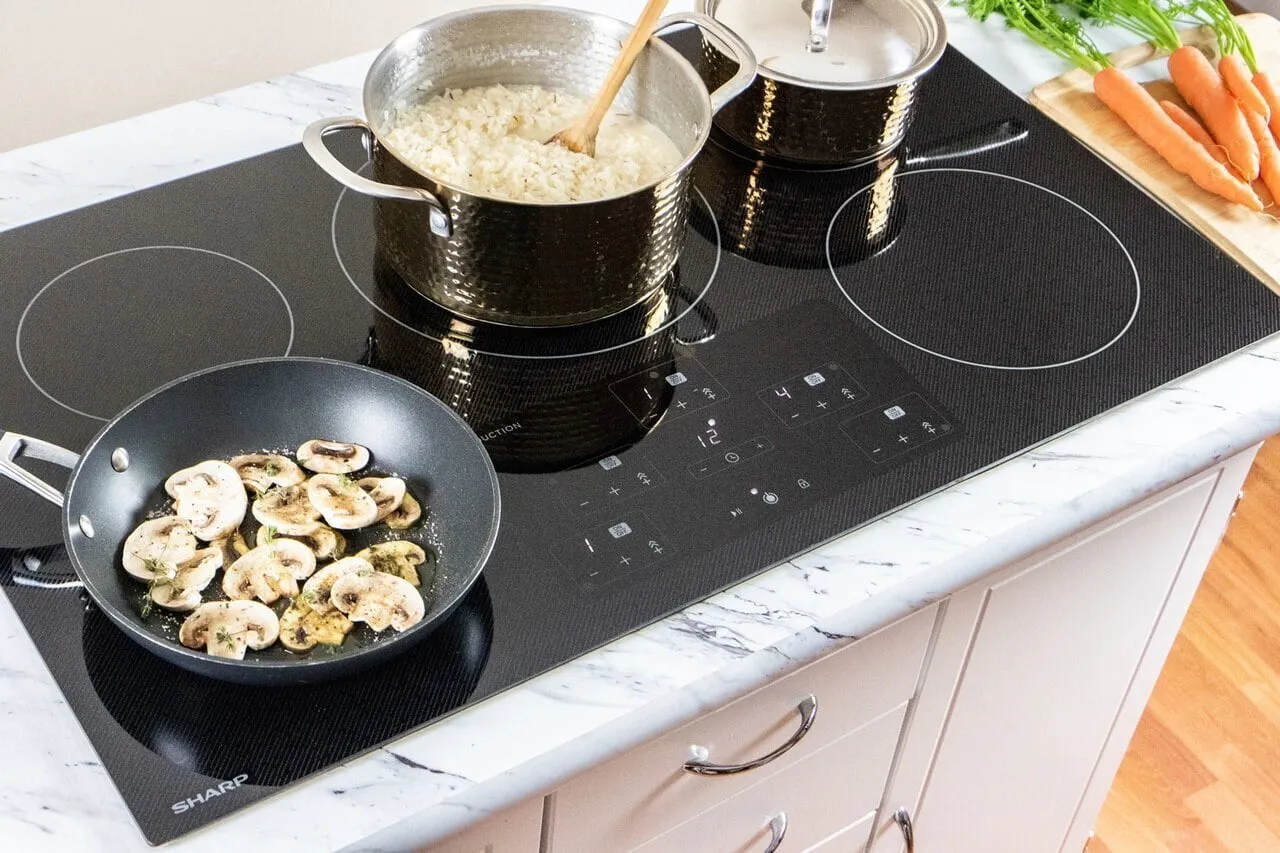 Sharp SDH3652DB 36 In. Width Induction Cooktop, European Black Mirror Finish Made With Premium Schott Glass