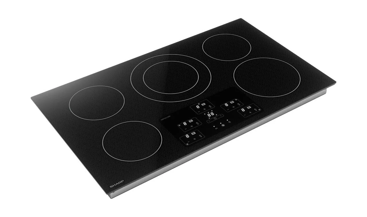 Sharp SDH3652DB 36 In. Width Induction Cooktop, European Black Mirror Finish Made With Premium Schott Glass