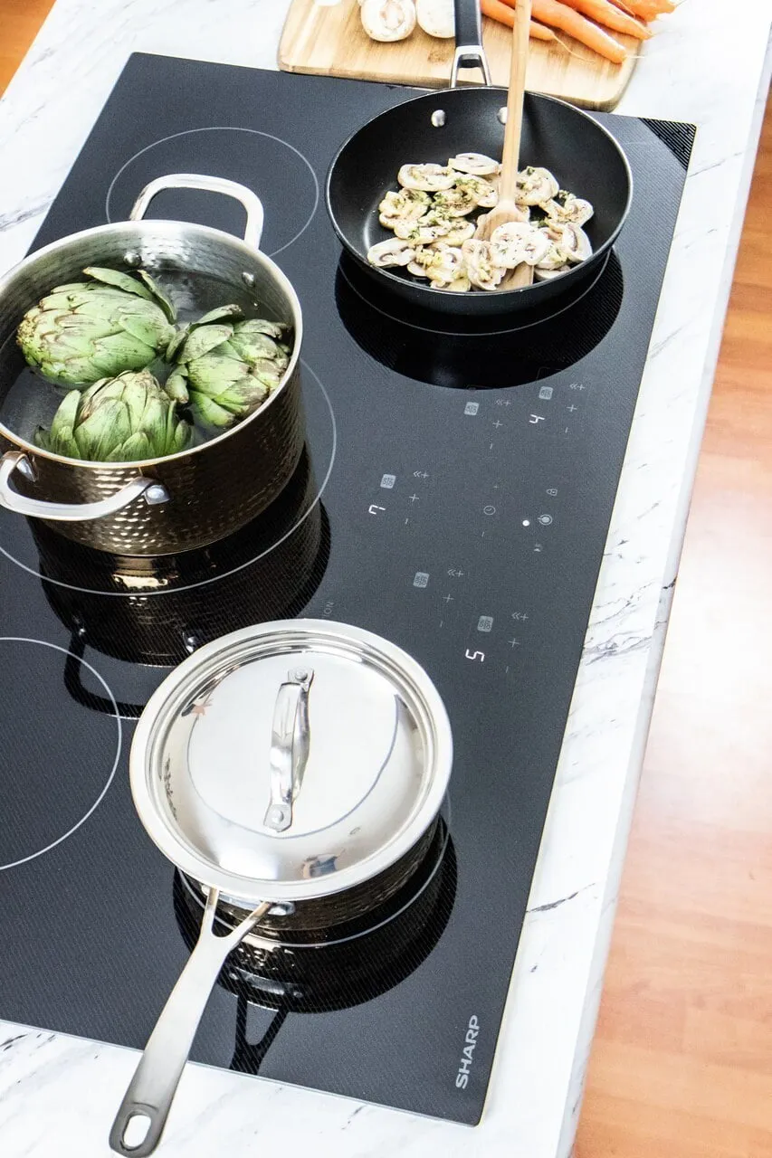 Sharp SDH3652DB 36 In. Width Induction Cooktop, European Black Mirror Finish Made With Premium Schott Glass