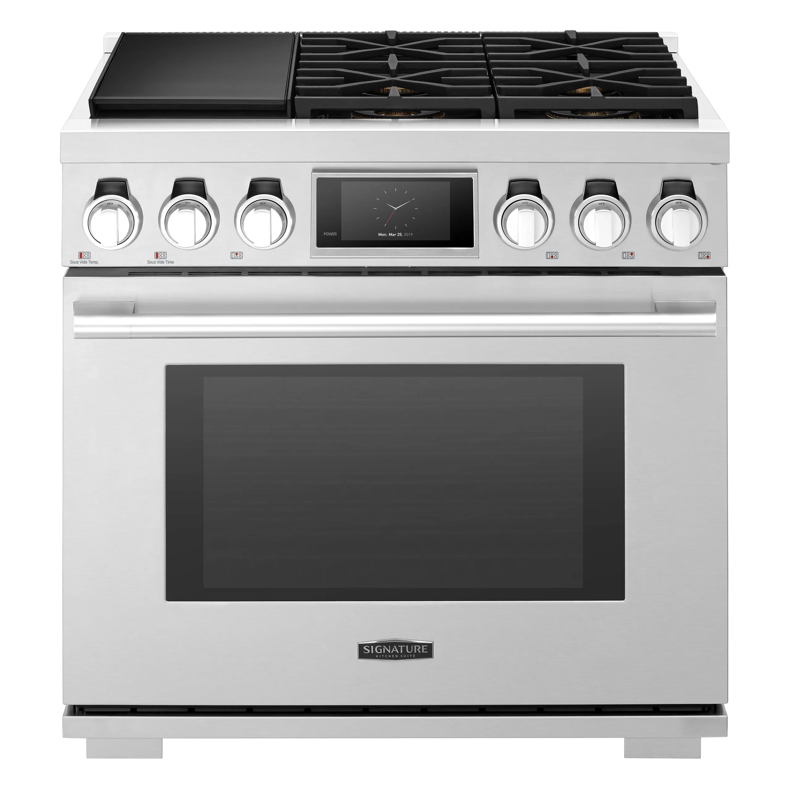 Signature Kitchen Suite SKSDR360SS 36-Inch Dual-Fuel Pro Range With Steam-Combi Oven And Sous Vide Professional Ranges commercial oven for home kitchen