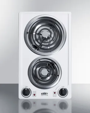 Summit CCE211WH 12" Wide 115V 2-Burner Coil Cooktop Electric electric stove with convection oven