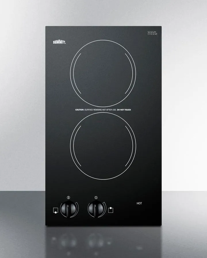 Summit CR2220B 12" Wide 230V 2-Burner Radiant Cooktop Electric electric stove with convection oven