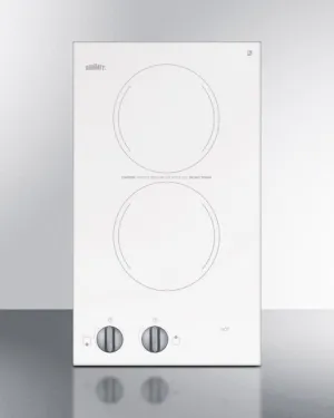 Summit CR2220WH 230V Two-Burner Cooktop In White Ceramic Glass, Made In Europe Electric electric stove with convection oven