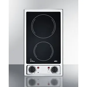 Summit CR2B120 12" Wide 115V 2-Burner Radiant Cooktop Electric electric stove with convection oven