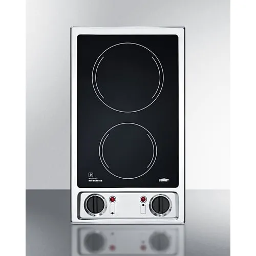 Summit CR2B120 12" Wide 115V 2-Burner Radiant Cooktop Electric electric stove with convection oven