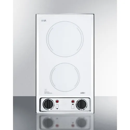 Summit CR2B120WH 12" Wide 115V 2-Burner Radiant Cooktop Electric electric stove with convection oven