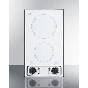 Summit CR2B120WH 12" Wide 115V 2-Burner Radiant Cooktop Electric electric stove with convection oven
