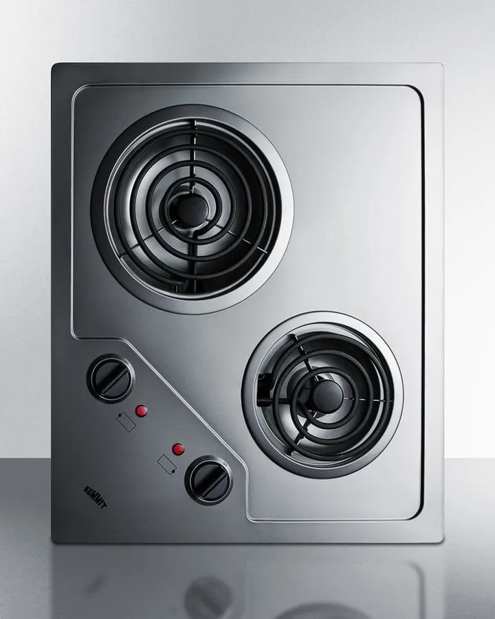 Summit CR2B122 2-Burner 120V Electric Cooktop Designed For Portrait Or Landscape Installation, With Coil Elements And Stainless Steel Finish Electric electric stove with convection oven