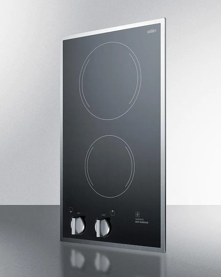Summit CR2B12ST 12" Wide 115V 2-Burner Radiant Cooktop