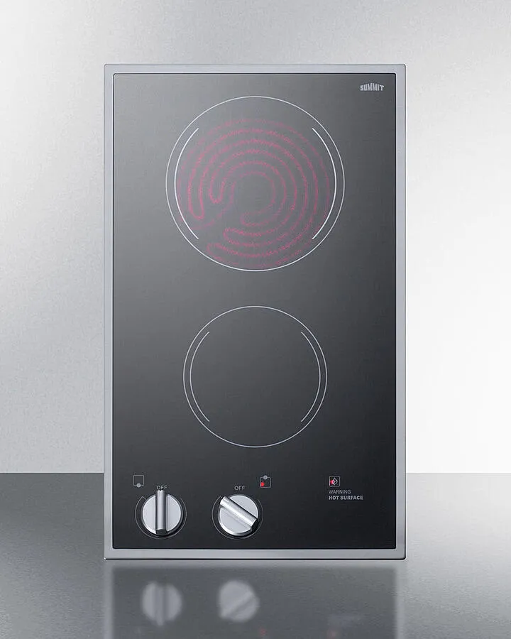 Summit CR2B12ST 12" Wide 115V 2-Burner Radiant Cooktop