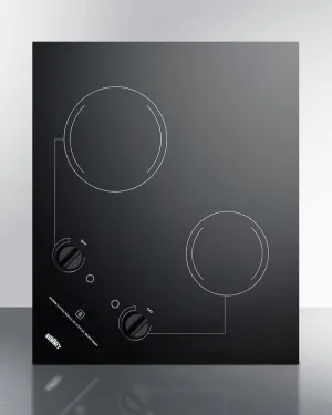 Summit CR2B223G 2-Burner 230V Electric Cooktop Designed For Portrait Or Landscape Installation, With Smooth Black Ceramic Glass Surface Electric electric stove with convection oven