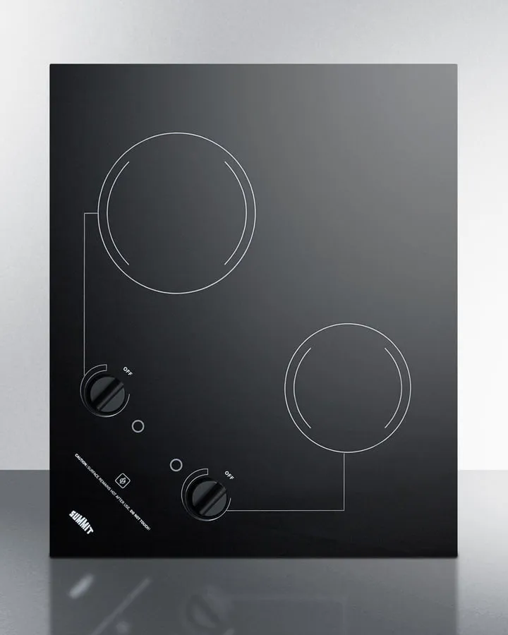 Summit CR2B223G 2-Burner 230V Electric Cooktop Designed For Portrait Or Landscape Installation, With Smooth Black Ceramic Glass Surface Electric electric stove with convection oven