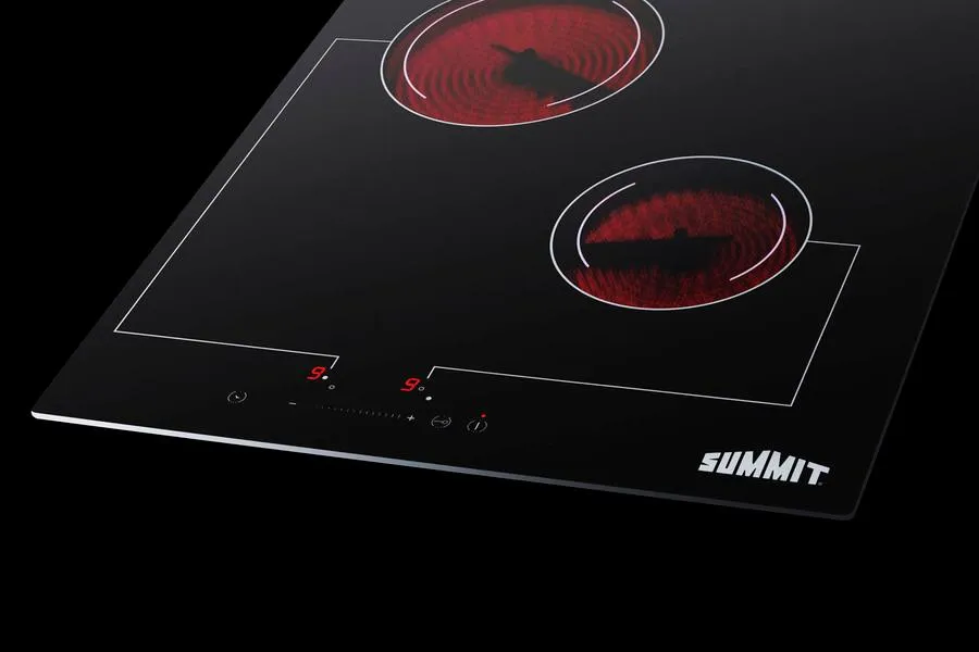 Summit CR2B228T 18" Wide 220V 2-Burner Radiant Cooktop