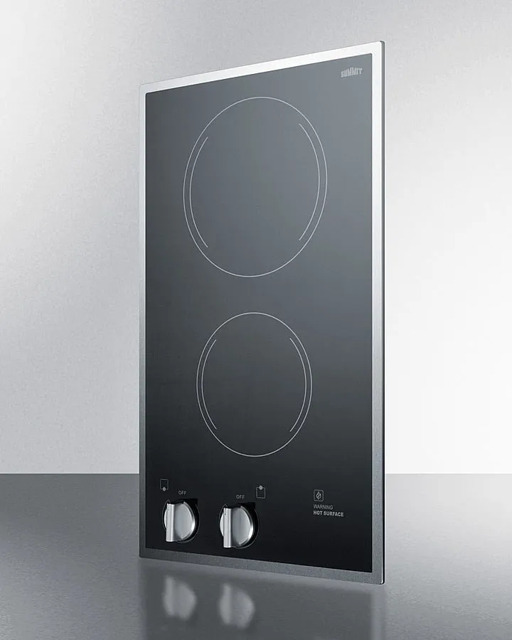 Summit CR2B22ST 12" Wide 220/240V 2-Burner Radiant Cooktop