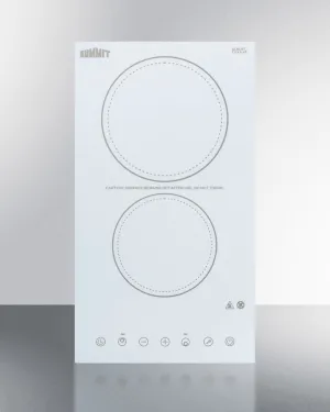 Summit CR2B23T4W 230V 2-Burner Cooktop In White Ceramic Schott Glass With Digital Touch Controls, 3000W Electric electric stove with convection oven