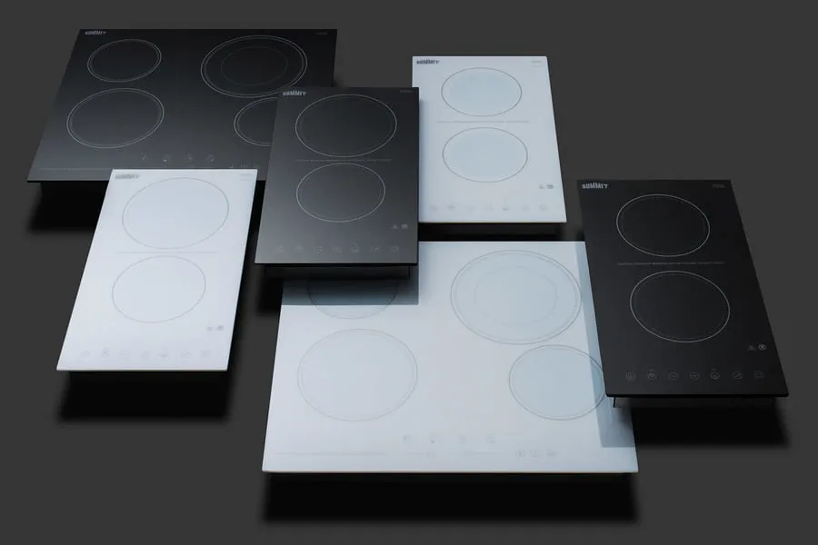 Summit CR2B23T4W 230V 2-Burner Cooktop In White Ceramic Schott Glass With Digital Touch Controls, 3000W