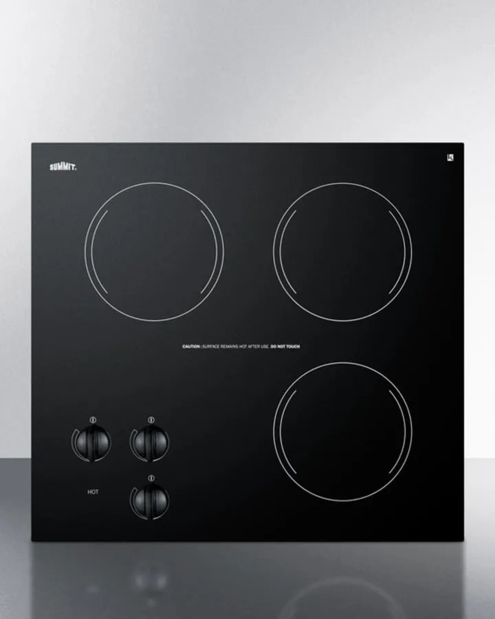 Summit CR3240 230V Three-Burner Cooktop In Black Ceramic Glass, Made In Europe Electric electric stove with convection oven