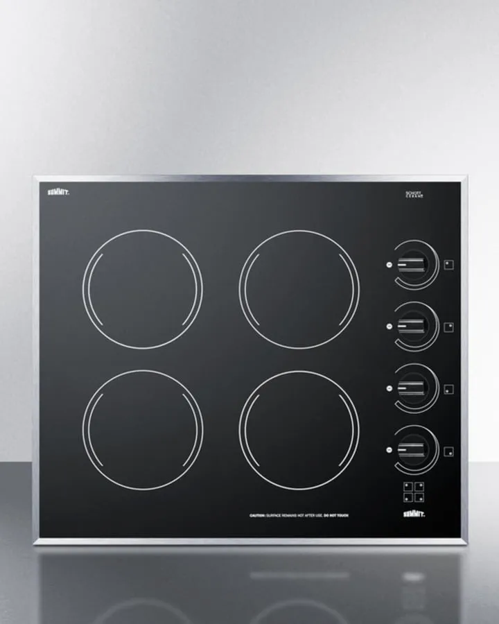 Summit CR424BL 24" Wide 4-Burner Electric Cooktop In Smooth Black Ceramic Glass Finish Electric electric stove with convection oven