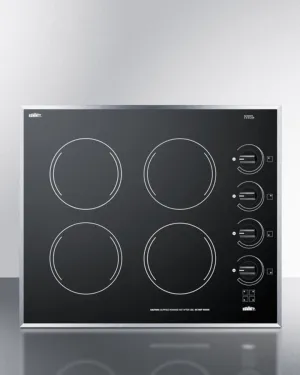 Summit CR424BL 24" Wide 4-Burner Electric Cooktop In Smooth Black Ceramic Glass Finish Cooktops 5 burner cooktops sale