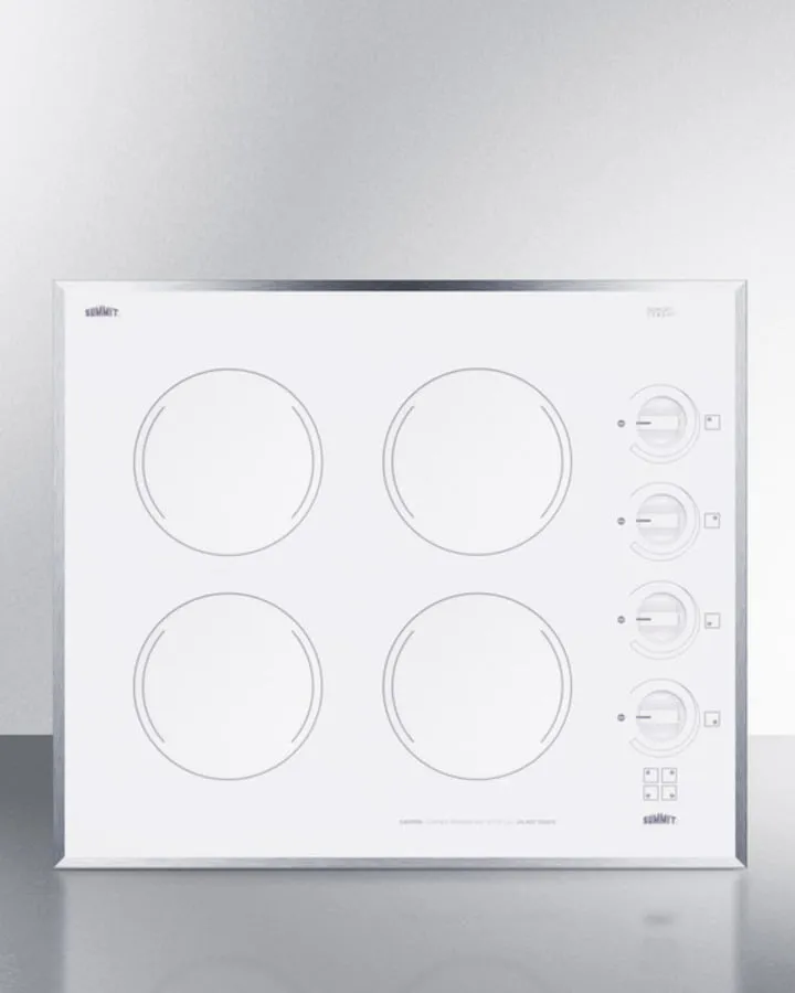 Summit CR424WH 24" Wide 4-Burner Electric Cooktop In Smooth White Ceramic Glass Finish Electric electric stove with convection oven