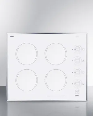 Summit CR424WH 24" Wide 4-Burner Electric Cooktop In Smooth White Ceramic Glass Finish Cooktops 5 burner cooktops sale