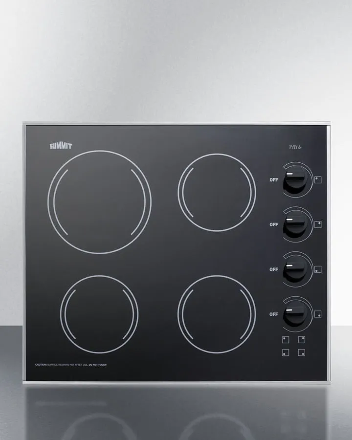 Summit CR425BL 24" Wide 230V 4-Burner Radiant Cooktop Electric electric stove with convection oven