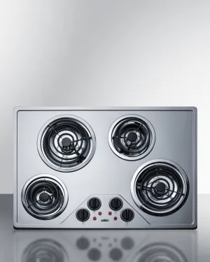 Summit CR430SS 30" Wide 230V 4-Burner Coil Cooktop Electric electric stove with convection oven
