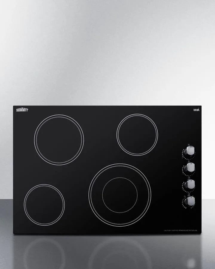 Summit CR4B30MB 30" Wide 208-240V 4-Burner Radiant Cooktop Electric electric stove with convection oven