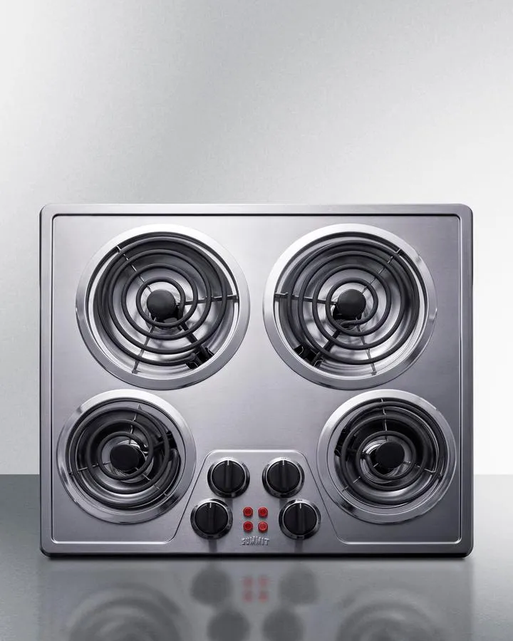 Summit CR4SS24 24" Wide 240V 4-Burner Coil Cooktop Electric electric stove with convection oven