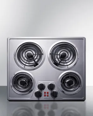 Summit CR4SS24 24" Wide 240V 4-Burner Coil Cooktop Electric electric stove with convection oven