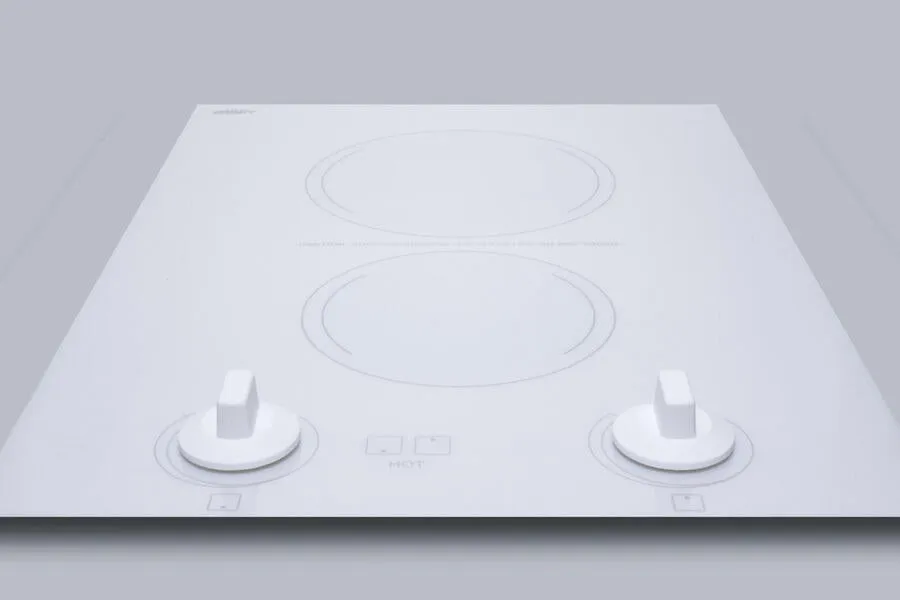 Summit CREK2W 15" Wide 230V 2-Burner Radiant Cooktop