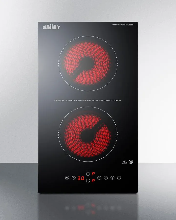 Summit CRH2BT30115 12" Wide 115V 2-Burner Radiant Cooktop With Safety Shutoff