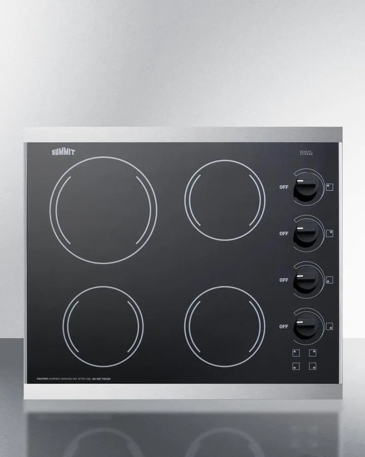 Summit CRS426BL 24" Wide 230V 4-Burner Radiant Cooktop Electric electric stove with convection oven