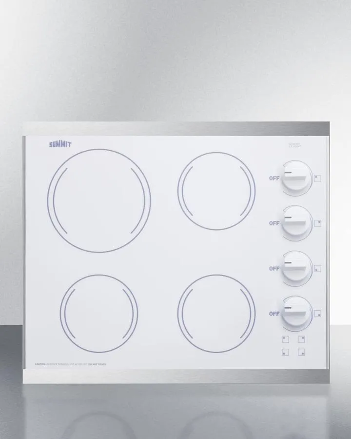 Summit CRS426WH 24" Wide 230V 4-Burner Radiant Cooktop Electric electric stove with convection oven