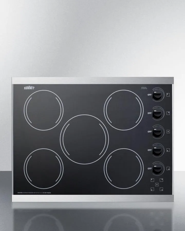 Summit CRS5B13B 27" Wide 230V 5-Burner Radiant Cooktop Electric electric stove with convection oven